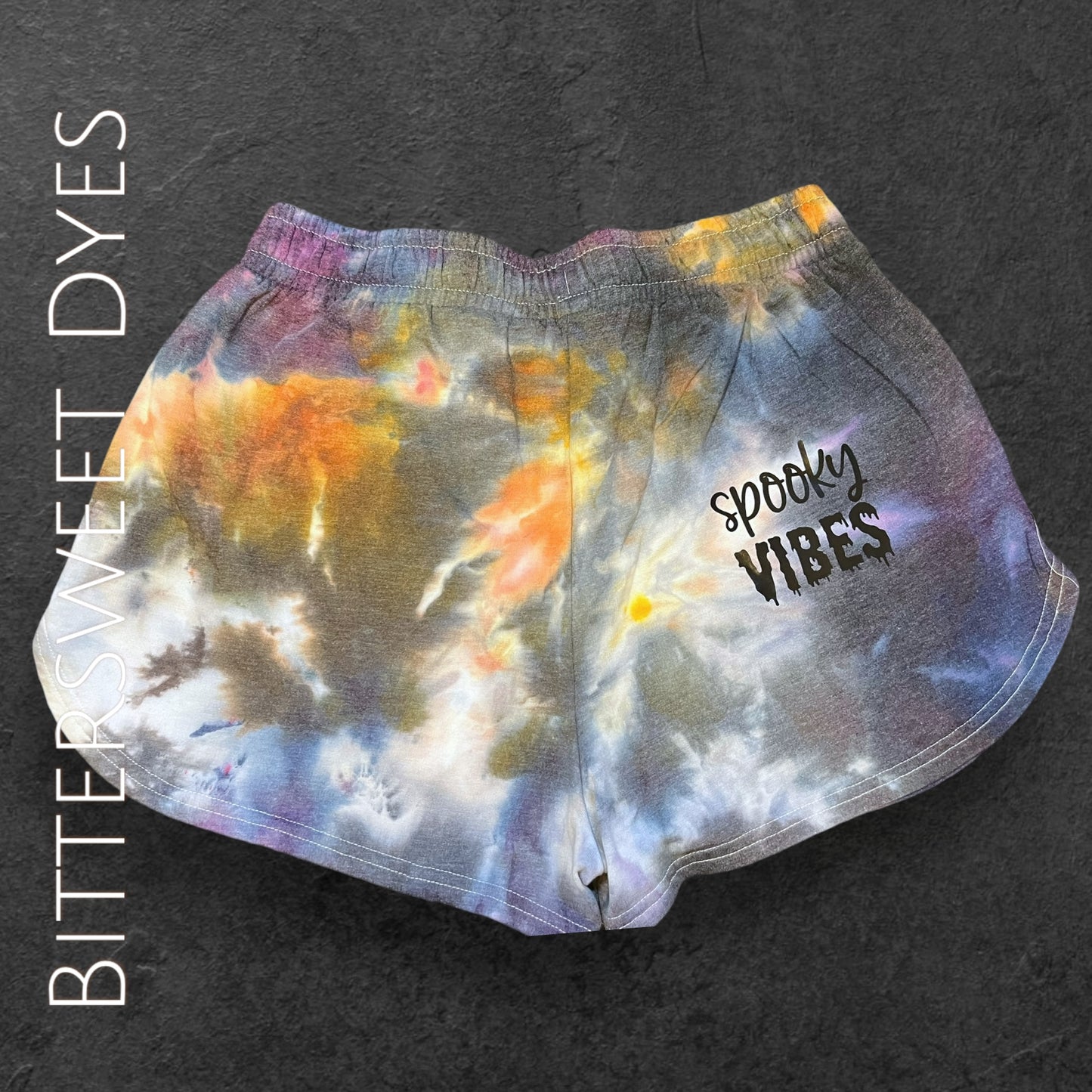 L “Spooky Vibes” Ice Dye Shorts